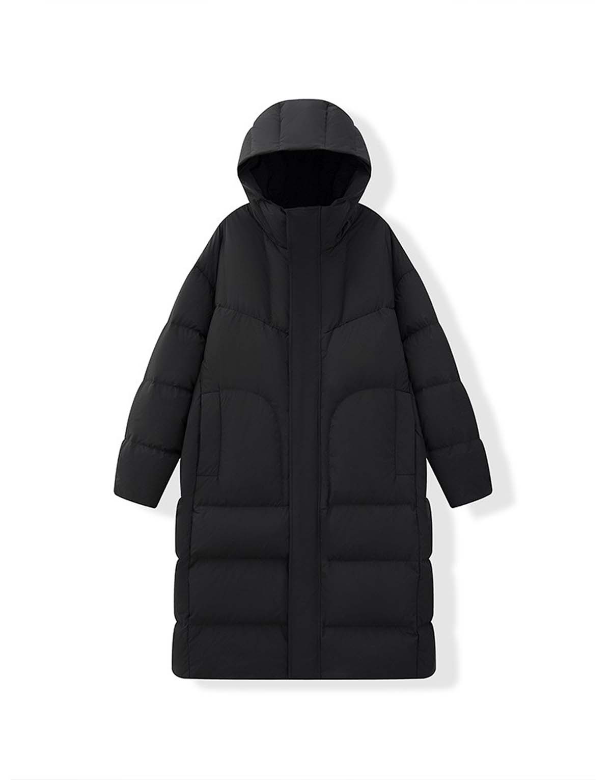 Long white duck down hooded coat-d6001